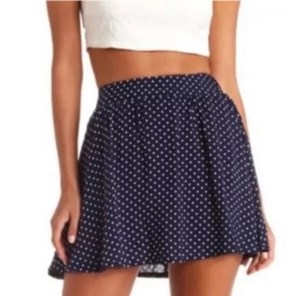 Forever 21 Dresses & Skirts - Forever 21 Essentials Navy Polka Dot Mini Skirt